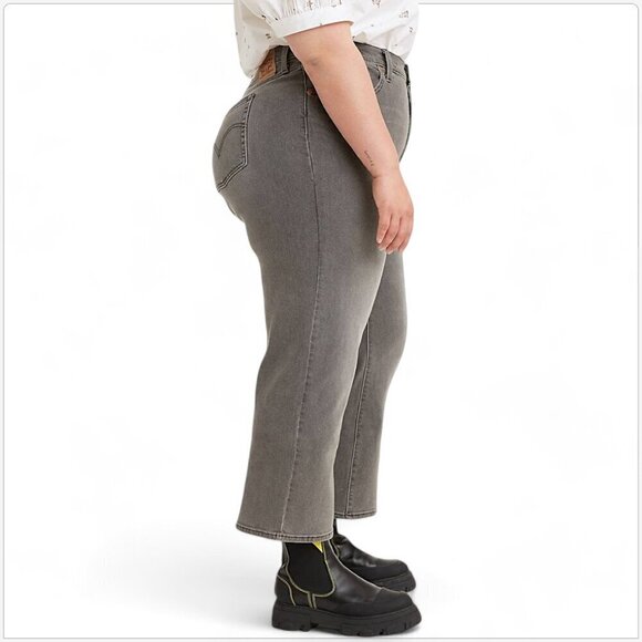 Levi's Grey Ribcage Straight Ankle Denim Stretch Jeans NWT NEW Plus 20W M - Picture 2 of 7